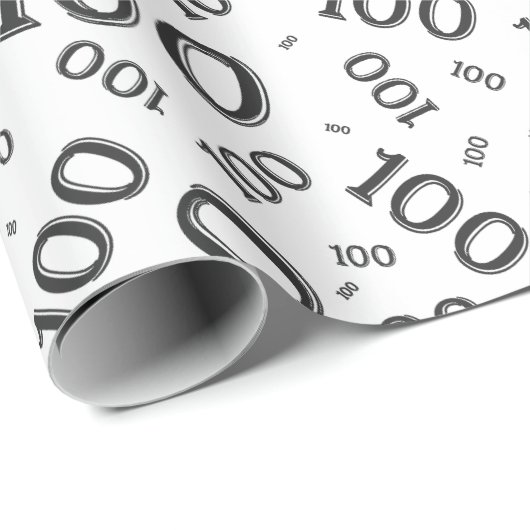 100e zwart/wit willekeurig aantal patroon medium cadeaupapier (Rol Hoek)