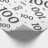 100e zwart/wit willekeurig getallenpatroon groot cadeaupapier (Hoek)
