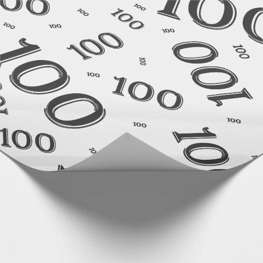 100e zwart/wit willekeurig getallenpatroon groot cadeaupapier (Hoek)