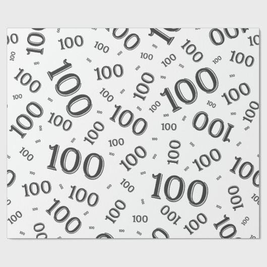 100e zwart/wit willekeurig getallenpatroon groot cadeaupapier (Vlak)