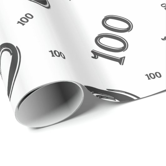 100e zwart/wit willekeurig getallenpatroon groot cadeaupapier (Rol Hoek)