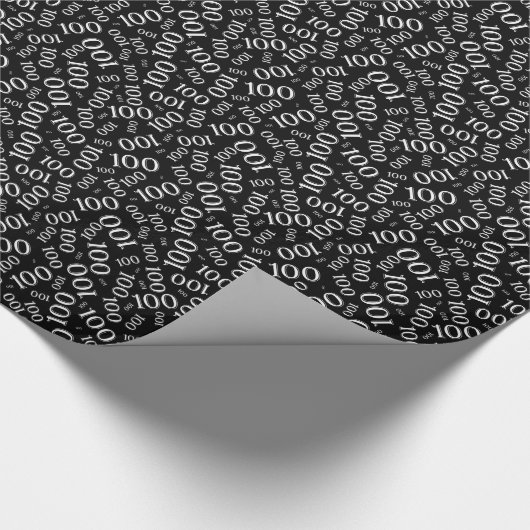 100e zwart/wit willekeurig getallenpatroon klein cadeaupapier (Hoek)
