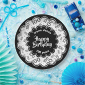 100e zwart/wit willekeurig getallenpatroon papieren bordje (Feest)