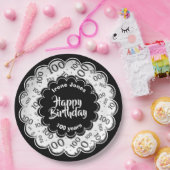 100e zwart/wit willekeurig getallenpatroon papieren bordje (Feest)