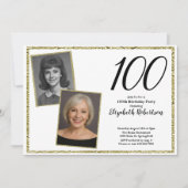 100ste aangepaste foto wit en goud kaart (Voorkant)