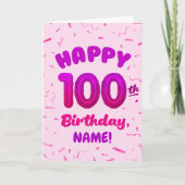 100ste ballon nummer aangepaste naam verjaardagska kaart (Voorkant)