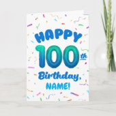 100ste ballon nummer aangepaste naam verjaardagska kaart (Voorkant)