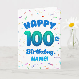 100ste ballon nummer aangepaste naam verjaardagska kaart