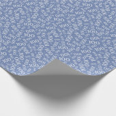100ste Blauw/Wit Willekeurig Getal Patroon Klein Cadeaupapier (Hoek)