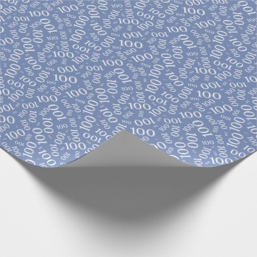 100ste Blauw/Wit Willekeurig Getal Patroon Klein Cadeaupapier (Hoek)