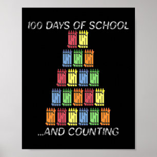 100ste Dag 100 Dagen Schoolkrijtjes Tally Poster