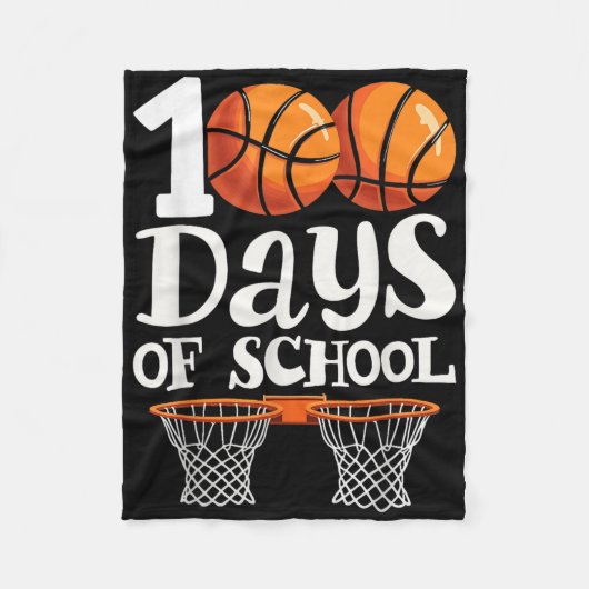 100ste dag basketbal Kinder jongen 100ste dag Fleece Deken (Voorkant)