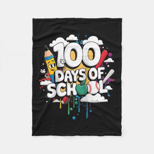 100ste dag Grappige Outfit Leraar &amp; Student 10 Fleece Deken (Voorkant)