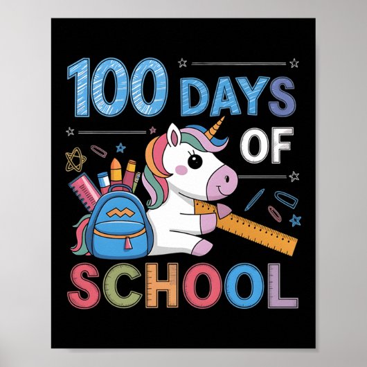 100ste dag Grappige Outfit Leraar &amp; Student 10 Poster (Voorkant)