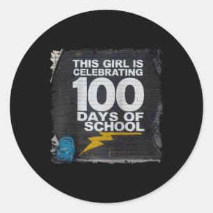 100ste dag grappige outfit voor meisjes 100 dagen  ronde sticker