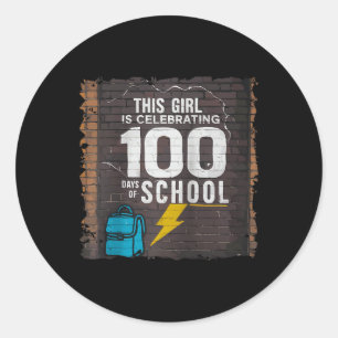 100ste dag grappige outfit voor meisjes 100 dagen  ronde sticker