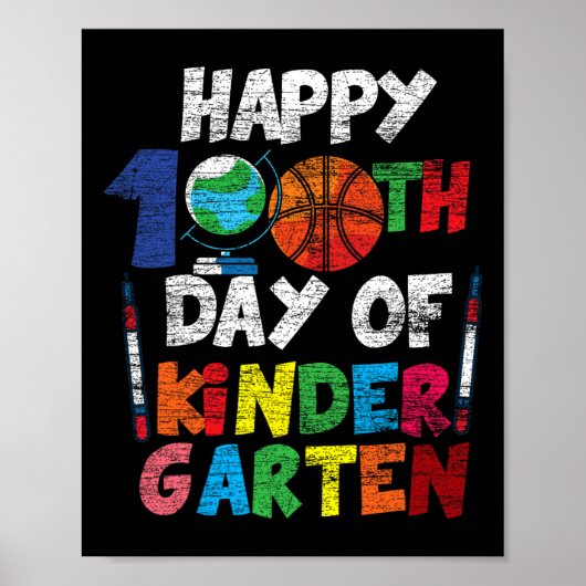 100ste dag Kinder Garten Schattige 100 dagen schoo Poster (Voorkant)