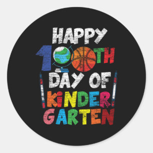 100ste dag Kinder Garten Schattige 100 dagen schoo Ronde Sticker
