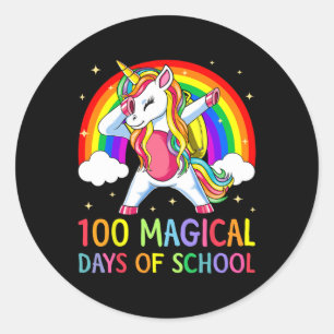 100ste dag school Unicorn 100 magische dagen Ronde Sticker