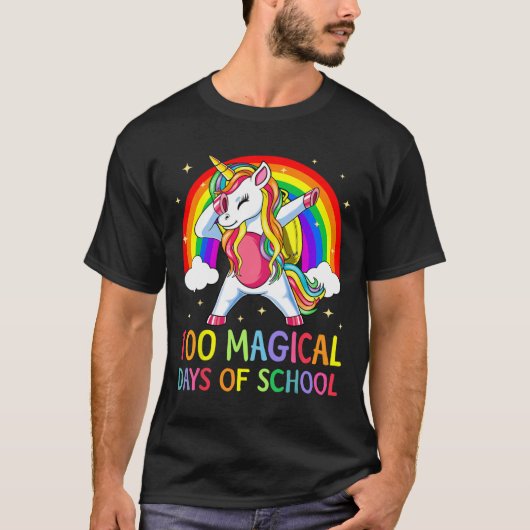 100ste dag school Unicorn 100 magische dagen T-shirt (Voorkant)