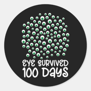 100ste dag schoolmonster Googly Eye overleefde 10 Ronde Sticker