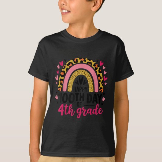 100ste Dag van de 4de Graad Grappige School Rainbo T-shirt (Voorkant)