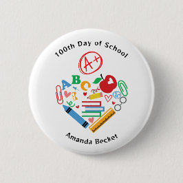 100ste Dag van de School A + Teacher School Suppli Ronde Button 5,7 Cm