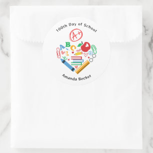100ste Dag van de School A + Teacher School Suppli Ronde Sticker