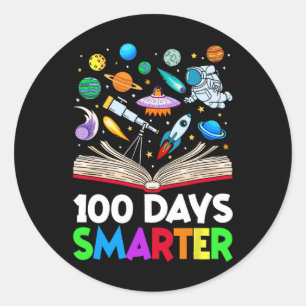 100ste Dag van de School Astronaut Boeken Ruimte 1 Ronde Sticker