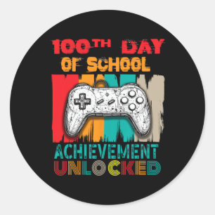 100ste Dag van de School Gamer Achievement Unlocke Ronde Sticker