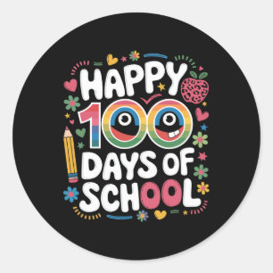 100ste dag van de school Groovy Retro Happy 100 da Ronde Sticker