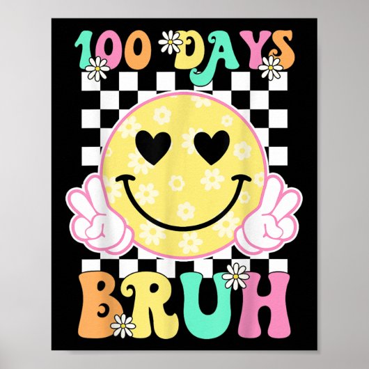 100ste dag van de school Groovy Smile Face 100 dag Poster (Voorkant)