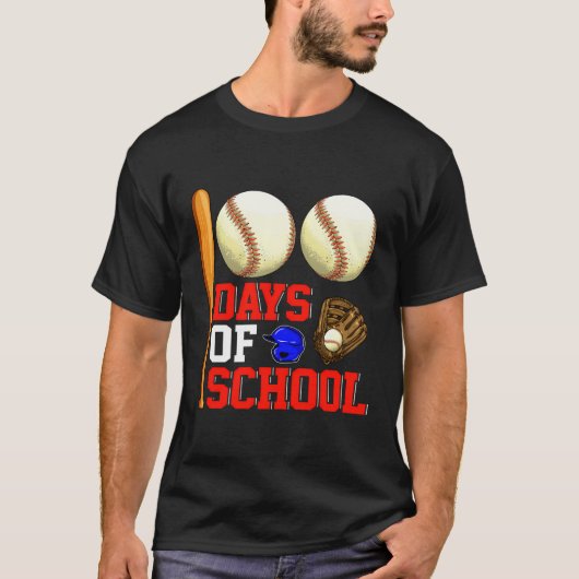 100ste dag van de school honkbal leraar student 10 t-shirt (Voorkant)