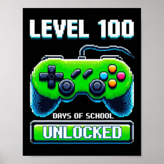 100ste Dag van de School Kinder Video Games Boy Ga Poster
