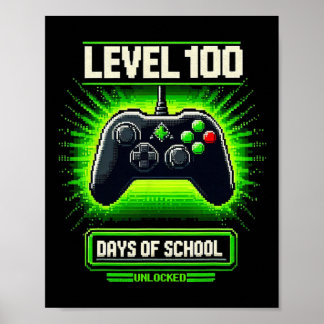 100ste Dag van de School Kinder Video Games Boy Ga Poster