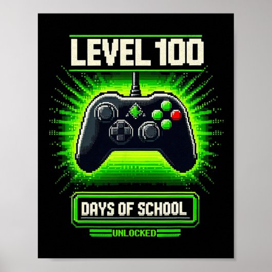 100ste Dag van de School Kinder Video Games Boy Ga Poster (Voorkant)