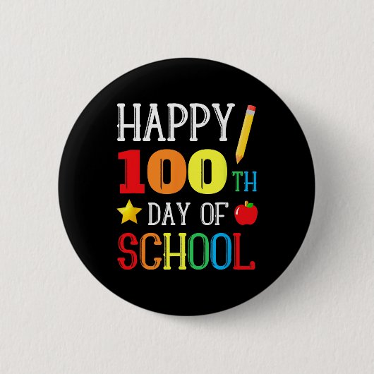 100ste Dag van de School Leraar Jeugd Kinder Happy Ronde Button 5,7 Cm (Voorkant)