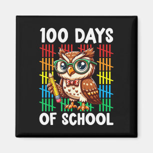 100ste Dag van de School Leraar Uil Pencil Happy 1 Magneet