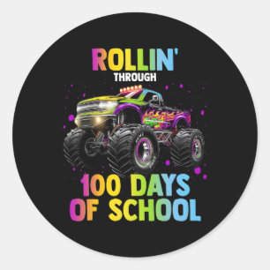 100ste Dag van de School Monster Truck Boys 100 Da Ronde Sticker