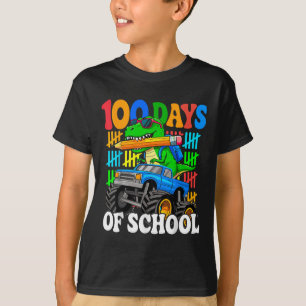 100ste Dag van de School Monster Truck Dinosaurus  T-shirt