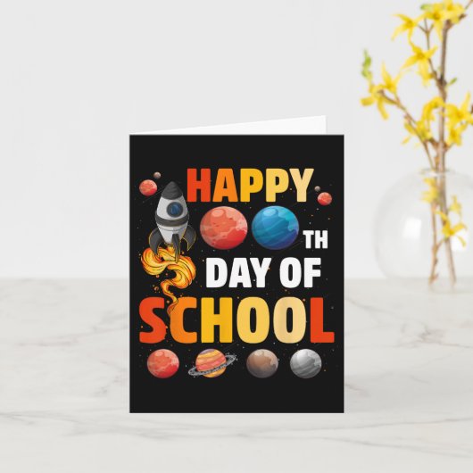 100ste Dag van de School Outer Space Teacher Stude Kaart (Gele Bloem)