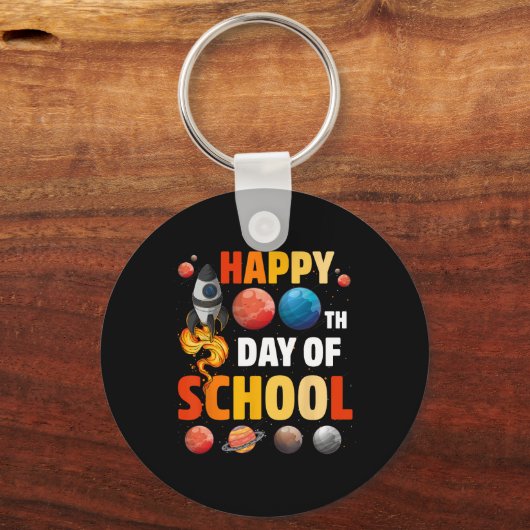 100ste Dag van de School Outer Space Teacher Stude Sleutelhanger (Voorkant)