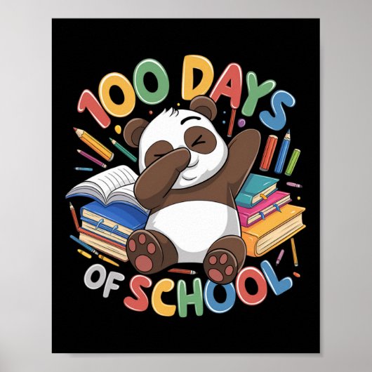 100ste dag van de school Panda Dabbing Crew Kinder Poster (Voorkant)