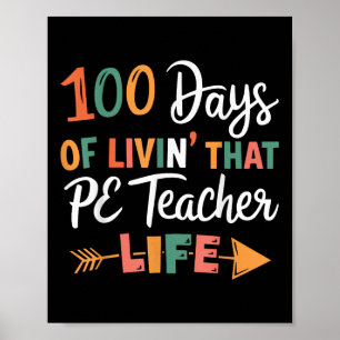 100ste Dag van de School PE Leraar Lichamelijke Op Poster