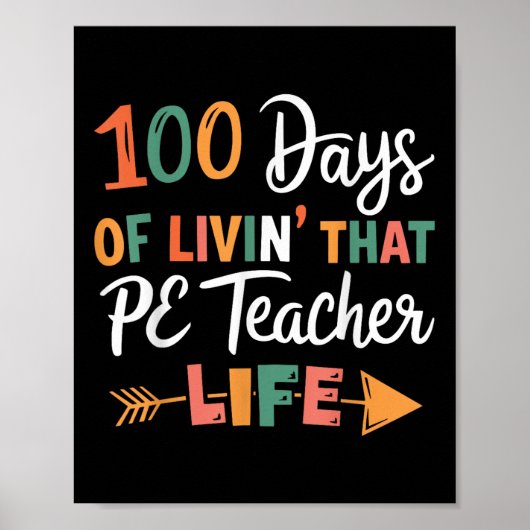 100ste Dag van de School PE Leraar Lichamelijke Op Poster (Voorkant)
