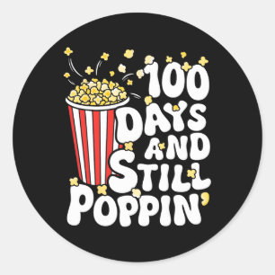 100ste dag van de school popcorn 100 dagen en nog  ronde sticker