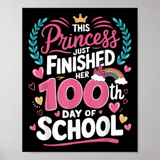 100ste Dag van de School Prinses Kinder Meisjes 10 Poster (Voorkant)