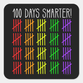 100ste dag van de school Rainbow Counting Teacher Vierkante Sticker