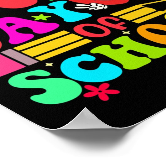 100ste Dag van de School Retro 100 Dagen Leraar St Poster (Hoek)