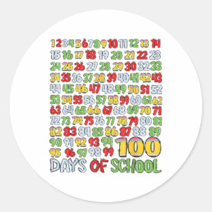 100ste Dag van de School Shirt 100 Dagen van de Sc Ronde Sticker